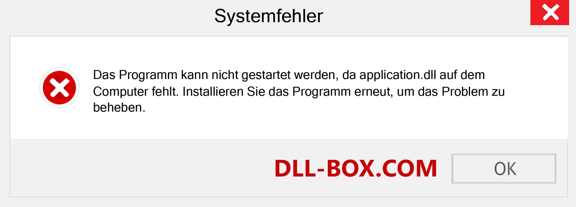 application.dll-Datei fehlt?. Download für Windows 7, 8, 10 - Fix application dll Missing Error unter Windows, Fotos, Bildern